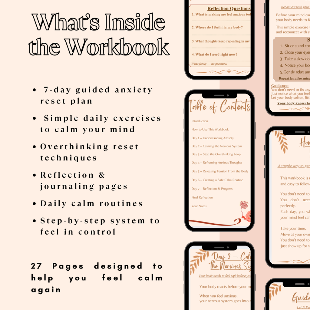 Calm Your Mind Workbook – 7 Day Anxiety Reset & Stop Overthinking Guide