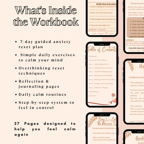 Calm Your Mind Workbook – 7 Day Anxiety Reset & Stop Overthinking Guide